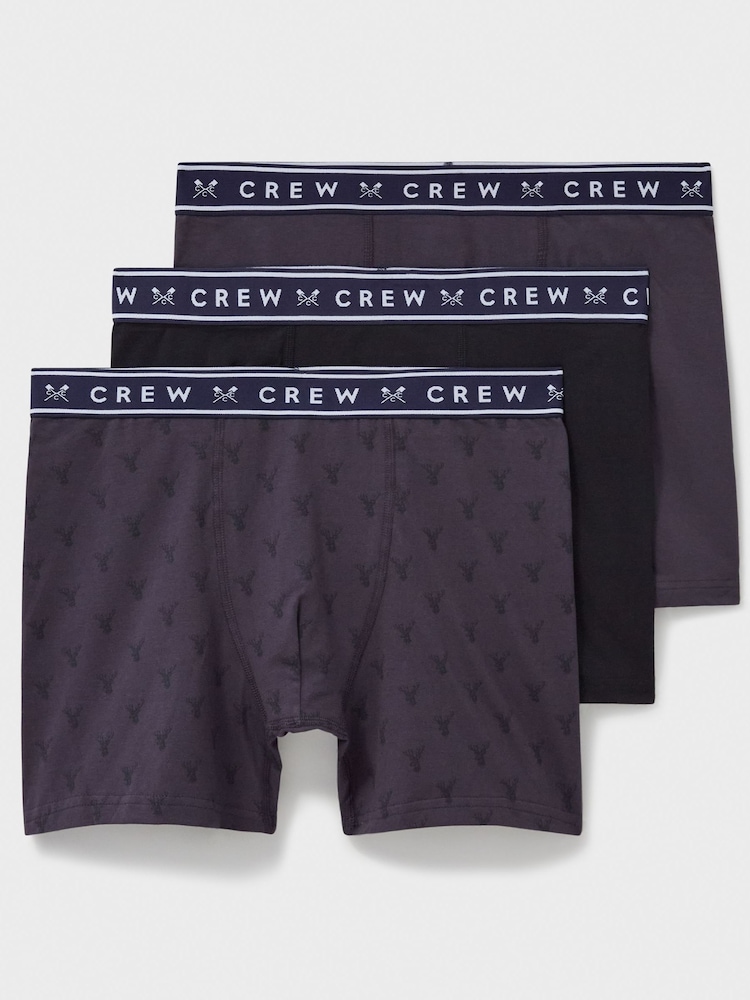 Crew Clothing Company Grey Jersey Boxers 3 Pack - Image 1 of 2