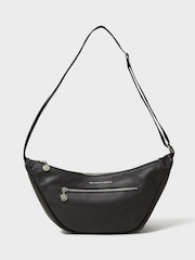 Crew Clothing Black Leather Half Moon Sling Bag - Image 1 of 4