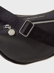 Crew Clothing Black Leather Half Moon Sling Bag - Image 4 of 4