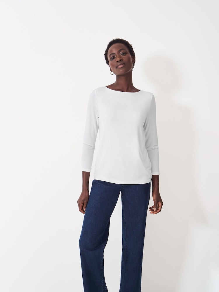 Crew Clothing White Jemma Boat Neck Top - Image 1 of 5