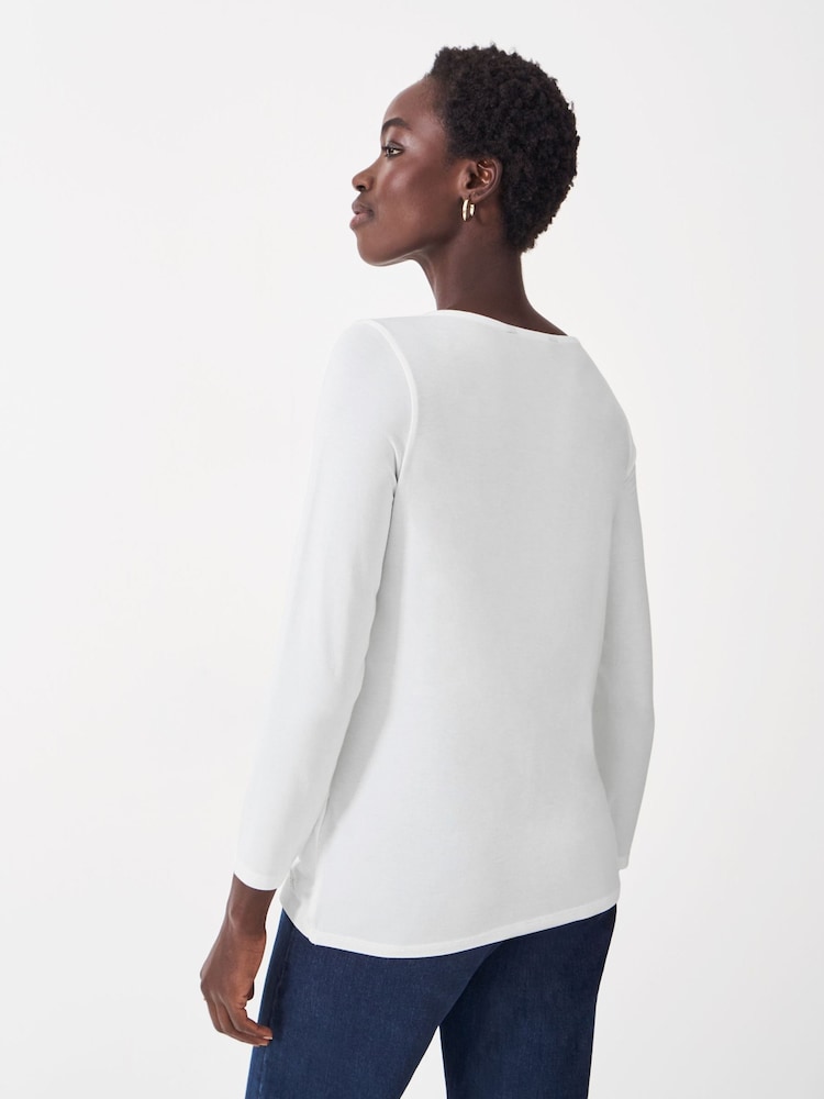 Crew Clothing White Jemma Boat Neck Top - Image 2 of 5