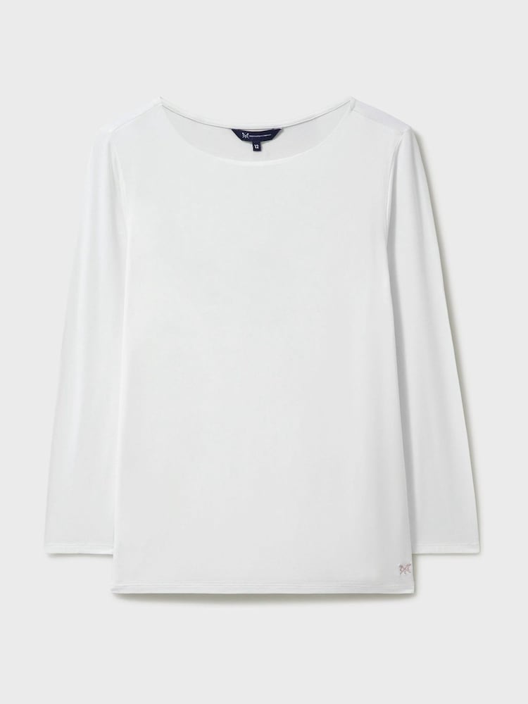 Crew Clothing White Jemma Boat Neck Top - Image 5 of 5