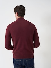 Crew Clothing Red Quarter Zip Knitted 100% Cotton Jumper - Image 2 of 5