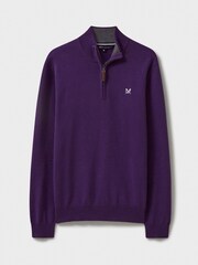 Crew Clothing Company Purple Organic Cotton Half Zip Knitted Jumper - Image 4 of 4