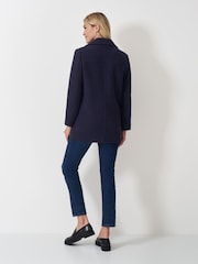 Crew Clothing Blue Wool Blend Pea Coat - Image 2 of 5