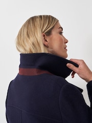 Crew Clothing Blue Wool Blend Pea Coat - Image 4 of 5