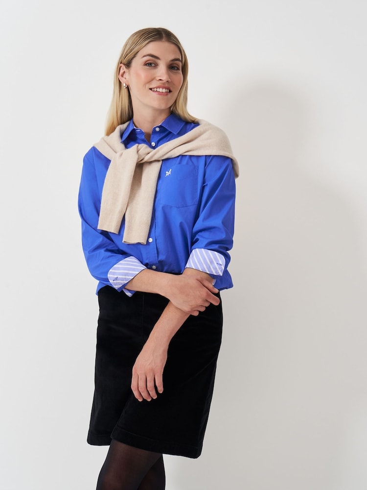 Crew Clothing Blue Poplin 100% Cotton Shirt - Image 1 of 5