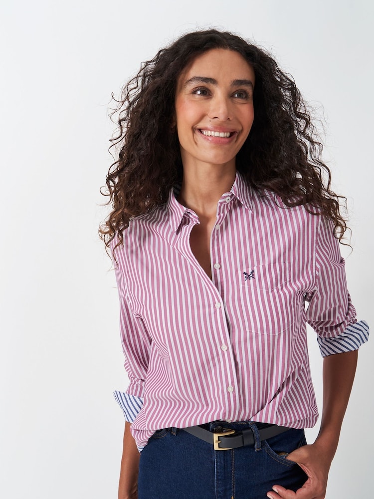 Crew Clothing Red Poplin 100% Cotton Shirt - Image 1 of 5