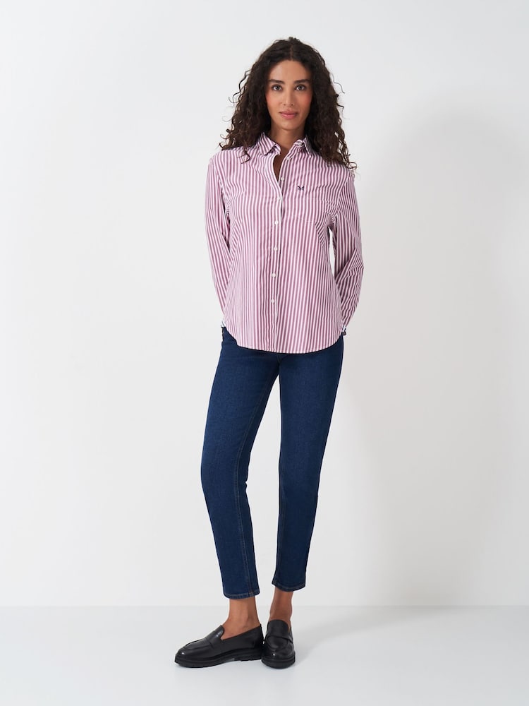 Crew Clothing Red Poplin 100% Cotton Shirt - Image 4 of 5