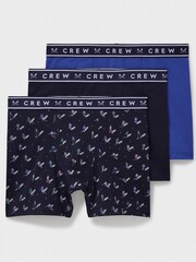 Crew Clothing Company Blue/Black Jersey Boxers 3 Pack - Image 1 of 2
