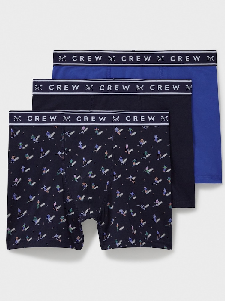 Crew Clothing Company Blue/Black Jersey Boxers 3 Pack - Image 1 of 2