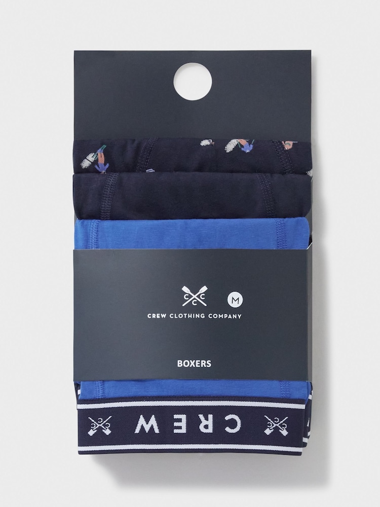 Crew Clothing Company Blue/Black Jersey Boxers 3 Pack - Image 2 of 2