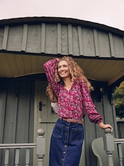 Crew Clothing Pink Beatrice Ruffle Collar Blouse - Image 2 of 7