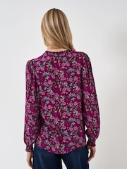Crew Clothing Pink Beatrice Ruffle Collar Blouse - Image 4 of 7