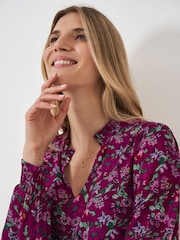 Crew Clothing Pink Beatrice Ruffle Collar Blouse - Image 6 of 7
