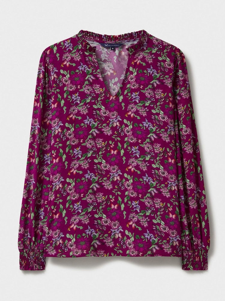 Crew Clothing Pink Beatrice Ruffle Collar Blouse - Image 7 of 7