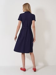 Crew Clothing Blue Belted Short Sleeve Polo Dress - Image 3 of 7