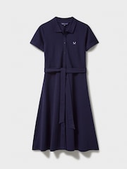 Crew Clothing Blue Belted Short Sleeve Polo Dress - Image 7 of 7