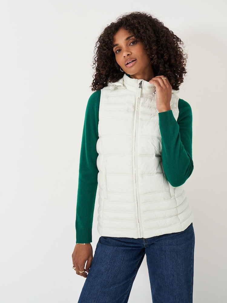 Crew Clothing Natural Cream Lightweight Hooded Gilet - Image 1 of 5