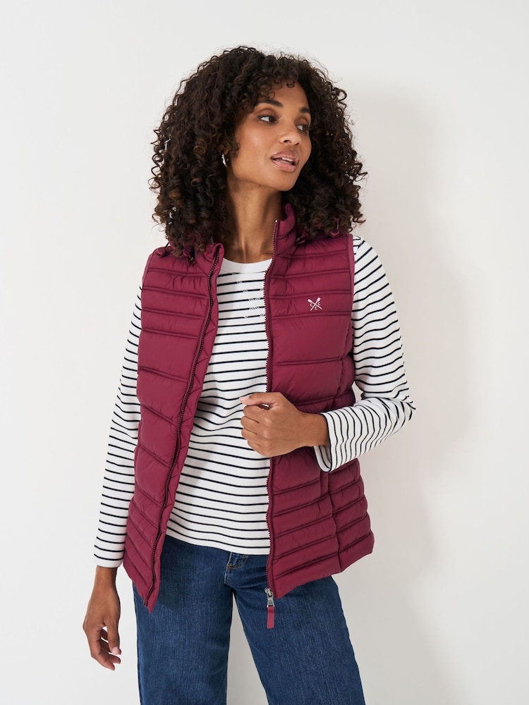 Crew Clothing Red Lightweight Hooded Gilet - Image 1 of 5 Crew Clothing Red Lightweight Hooded Gilet - Image 1 of 5