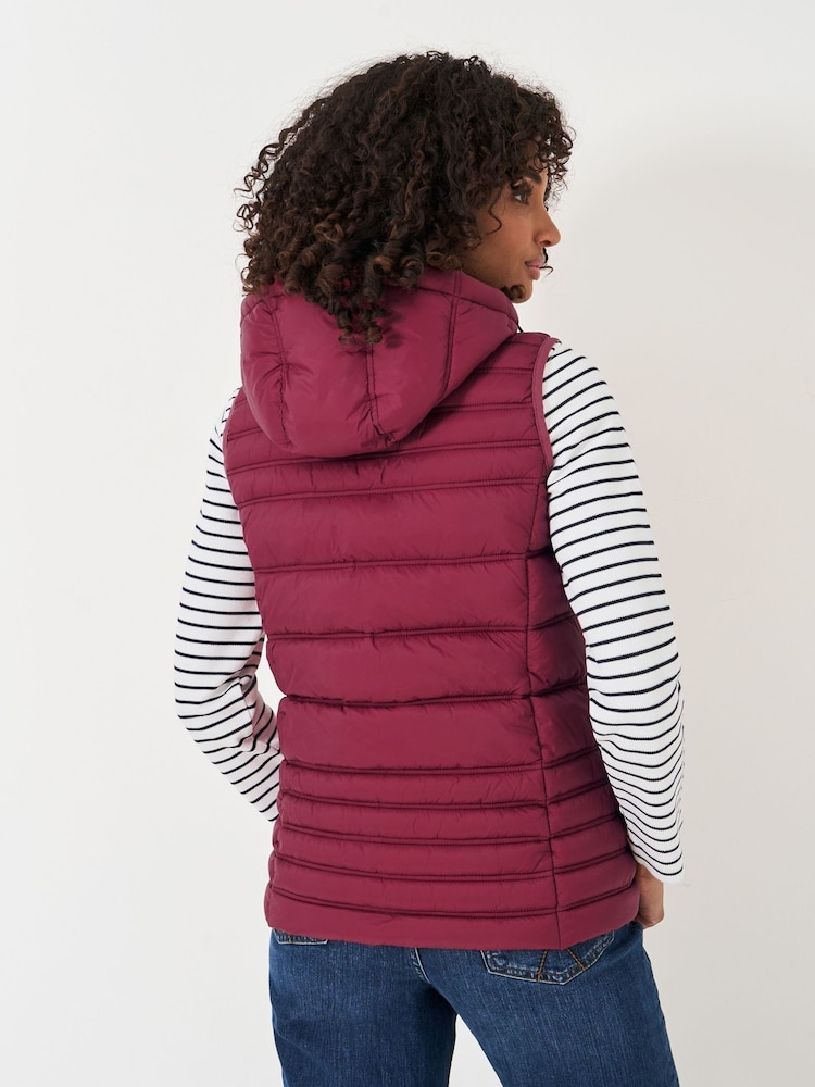 Crew Clothing Red Lightweight Hooded Gilet - Image 2 of 5