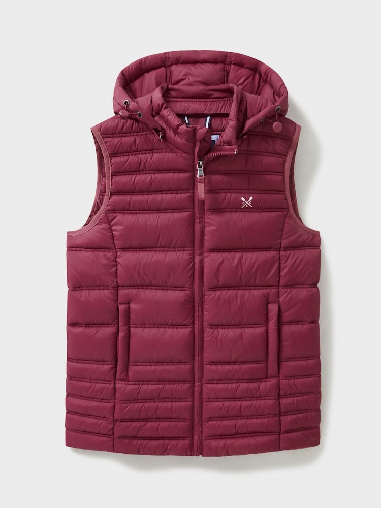 Crew Clothing Red Lightweight Hooded Gilet - Image 5 of 5