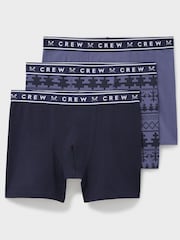 Crew Clothing Company Blue/Purpel Jersey Boxers 3 Pack - Image 1 of 2