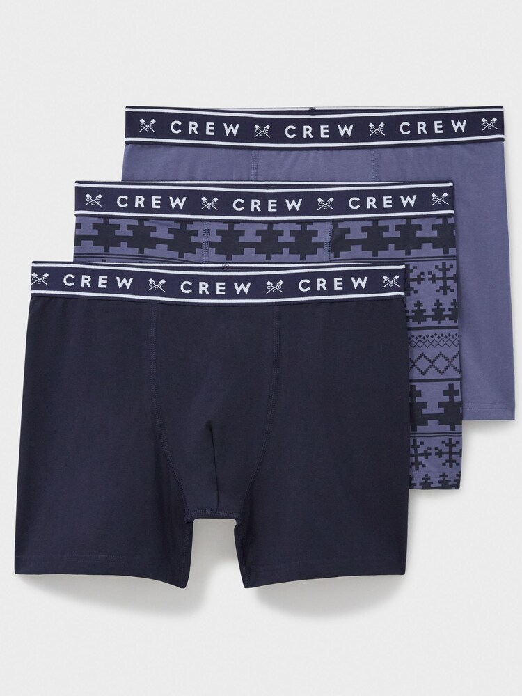 Crew Clothing Company Blue/Purpel Jersey Boxers 3 Pack - Image 1 of 2