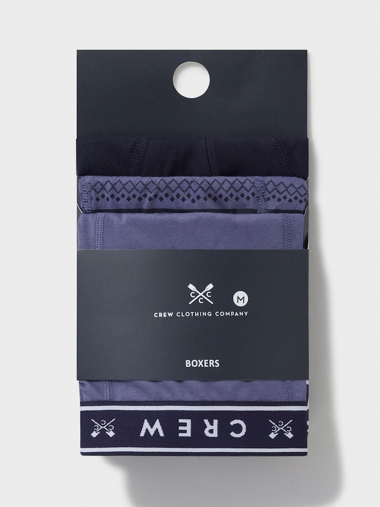 Crew Clothing Company Blue/Purpel Jersey Boxers 3 Pack - Image 2 of 2