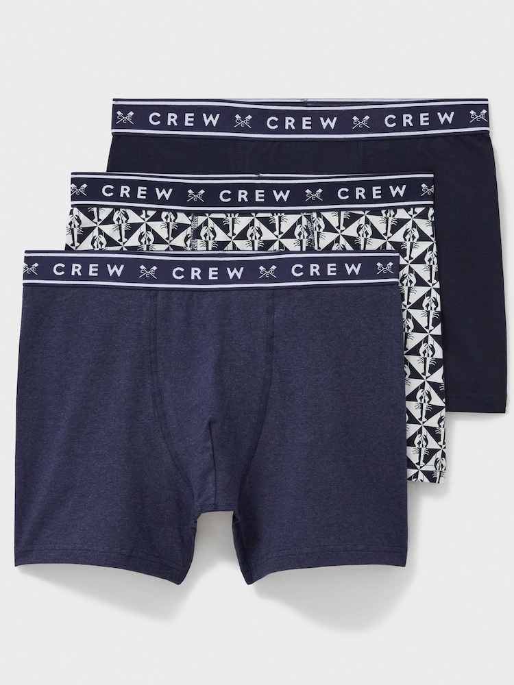 Crew Clothing Company Blue White Jersey Boxers 3 Pack - Image 1 of 2
