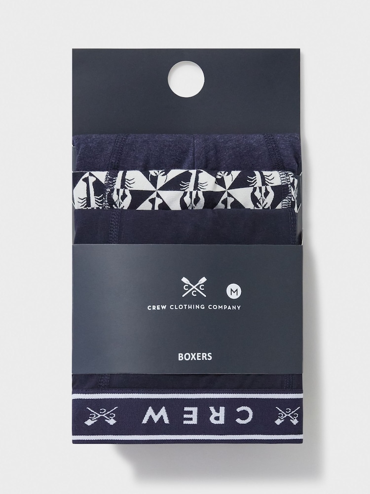 Crew Clothing Company Blue White Jersey Boxers 3 Pack - Image 2 of 2