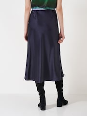 Crew Clothing Company Blue Rowen Satin Midi Slip Skirt - Image 7 of 9