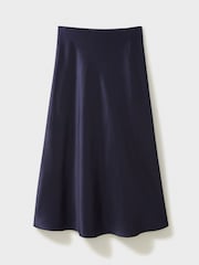 Crew Clothing Company Blue Rowen Satin Midi Slip Skirt - Image 9 of 9