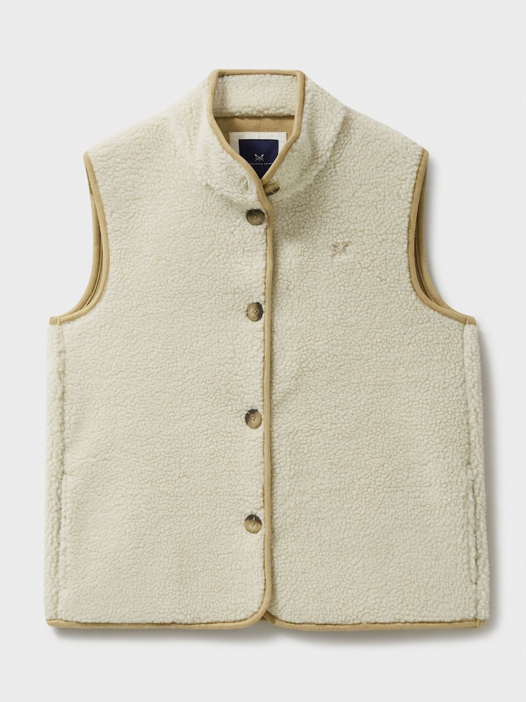 Crew Clothing Natural Borg Gilet - Image 8 of 8