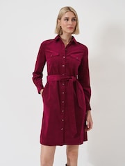 Crew Clothing Red Elsie Cord Shirt Dress - Image 3 of 6
