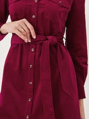 Crew Clothing Red Elsie Cord Shirt Dress - Image 5 of 6