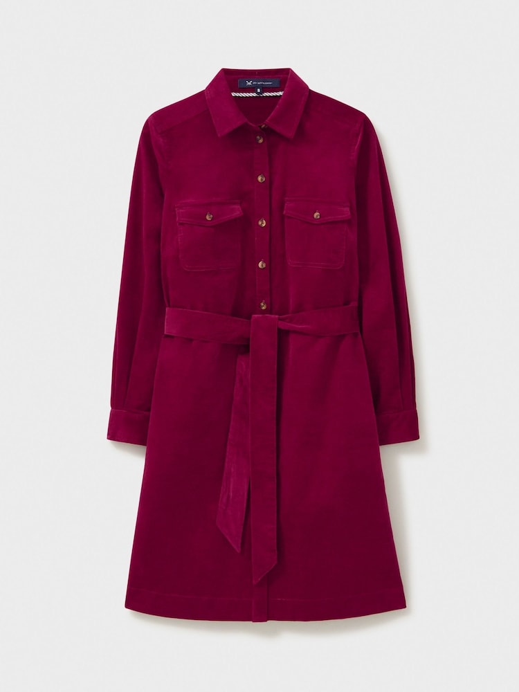 Crew Clothing Red Elsie Cord Shirt Dress - Image 6 of 6