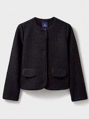 Crew Clothing Black Textured Collarless Jacket - Image 5 of 5