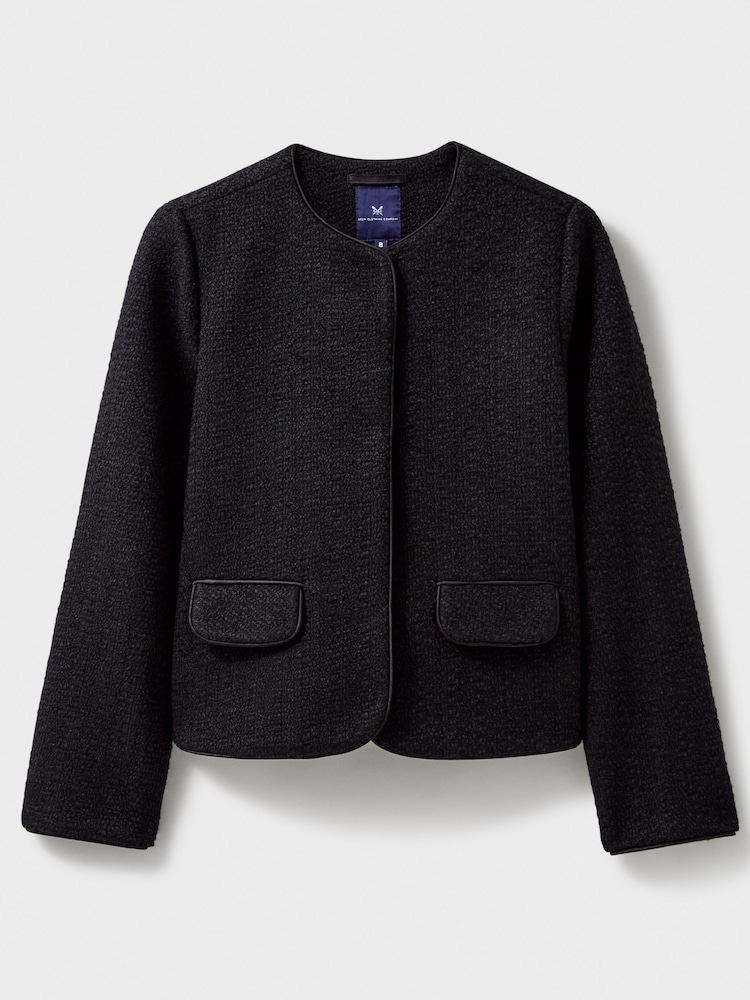 Crew Clothing Black Textured Collarless Jacket - Image 5 of 5