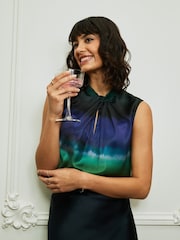 Crew Clothing Blue Twist Neck Shell Top - Image 1 of 5