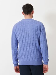 Crew Clothing Blue 100% Cotton Oarsman Cable Knit Crew Neck Jumper - Image 2 of 5