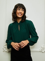Crew Clothing Green Iris Twist Neck Top - Image 1 of 5