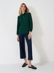 Crew Clothing Green Iris Twist Neck Top - Image 3 of 5
