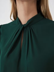 Crew Clothing Green Iris Twist Neck Top - Image 4 of 5
