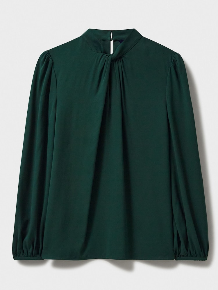 Crew Clothing Green Iris Twist Neck Top - Image 5 of 5