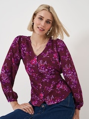 Crew Clothing Pink Lola Tie Back Blouse - Image 1 of 5