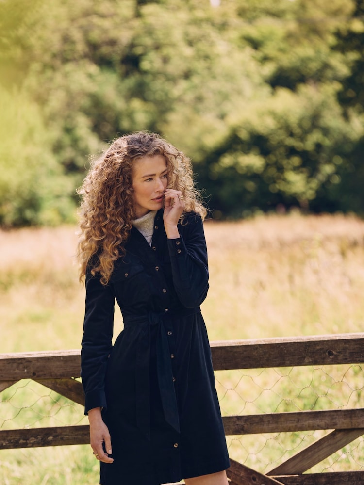 Crew Clothing Blue Elsie Corduroy Shirt Dress - Image 2 of 7