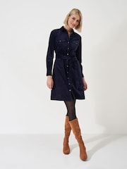 Crew Clothing Blue Elsie Corduroy Shirt Dress - Image 4 of 7