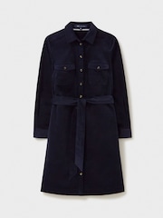 Crew Clothing Blue Elsie Corduroy Shirt Dress - Image 7 of 7