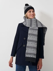 Crew Clothing Black Fairisle Pattern Scarf - Image 1 of 2